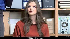 strict officer bends over shoplifter for outdoor punishment