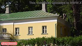 Beautiful Jeny Smith Flashes Her Ass And Legs In Public Outdoors Under Her Skirt