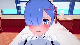 Rem gives boobjob, sucking and fucking in pov as big boobs maid from re zero