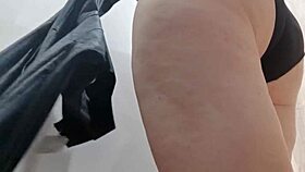 Italian mother-in-law invites you to flash her ass in leather dresses at the store?