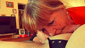 Granny Velma Dinkley Gives Close-Up Blowjob POV