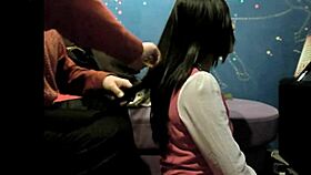 long hair fetish video with intense hairjob