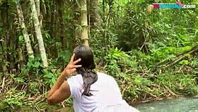 Intense Outdoor Bath For Sexy Amateur Shemale