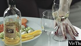 The elegant wine party with the girls turned into ass licking lesbian sex