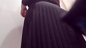 Italian mother-in-law invites you to flash her ass in leather dresses at the store?