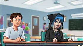 teacher whispers, 'come closer for your private lesson' in summertime saga