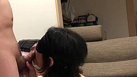 japanese couple blowjob living room raw sex sofa