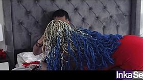 Ebony Colombian bombshell fucks two gay friends outdoors 😈