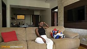 yo, this shy ebony amateur at the african casting is obsessed with big white cock! she's riding it hard during the interview.
