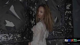 Russki TS babe sucks dildo while jerking off 😏