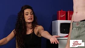 Cute Babe Spreads Legs in Kitchen for Jerking Help. Domination at Its Finest.