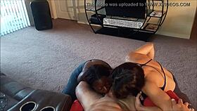 ebony beauties tag team blowjob, swallowing cum in interracial frenzy
