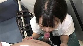 A curious couple tries handjob and blowjob secretly on an empty rural train.