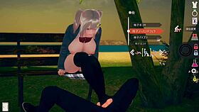 ai girl plays with big tits in 3d cartoon massage