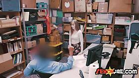 teenage shoplifter dolly leigh screams while riding the security guard's cock