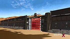 A Sexy Young 18+ Cuffed Blonde Fucked Hard by Sex Cyborg Dickgirl in Sci-Fi Prison