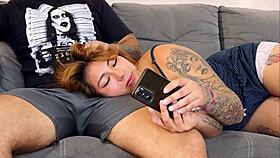 putting head on legs and penis erects