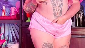 Curvy MILF Teasing in Silk Pajamas!