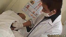 Pissing asian twink fucked in anal hole in missionary at hospital