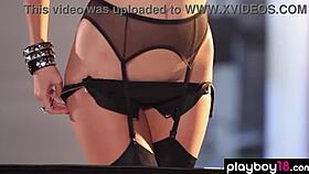 Watch Glamorous Blondie Sascha Aleksander Strip Her Lingerie!