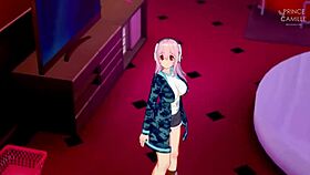 Super sonico gets horny while modeling for you.