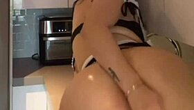 Culona Milf Uses Dildo In Kitchen Masturbation As Maid