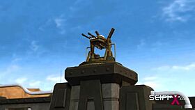 A Sexy Young 18+ Cuffed Blonde Fucked Hard by Sex Cyborg Dickgirl in Sci-Fi Prison