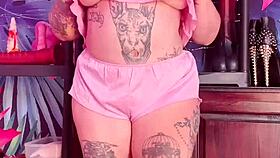 Curvy MILF Teasing in Silk Pajamas!