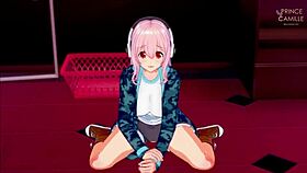 Super sonico gets horny while modeling for you.