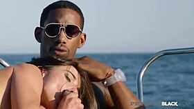 Blonde anastasia brokelyn rides big black cock in the sea with bouncy butt