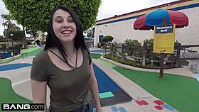 college girl Kinsley Anne meets guy in a parked car