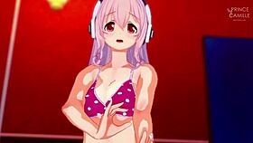 Super sonico gets horny while modeling for you.
