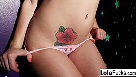 Sexy bubble butt lola dances then masturbates, showing off her small tits.