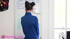 tiana feels intense pleasure squirting on coach bruce venture's cock during blowjob.