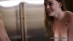 Busty babe tribs plumber in scissors position