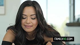 perv stepmom assists her stepson in filming a scene with his girlfriend