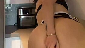 Culona Milf Uses Dildo In Kitchen Masturbation As Maid