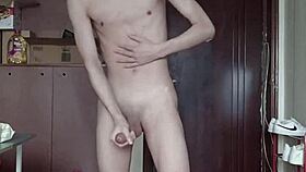 Slim Gay Teen 18+ Masturbates Nude Body With Dildo for Intense Anal Cumshot