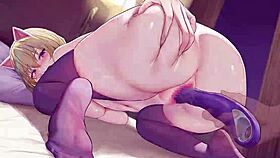 Cheeky boyish anime girl squirts with vibrator