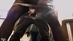 French amateur in black satin dress doggystyle fuck with dirty talk