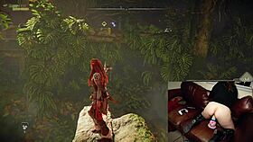 The gamer slut forgets her webcam is on while masturbating with a huge dildo.