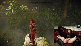 The gamer slut forgets her webcam is on while masturbating with a huge dildo.