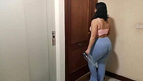 Fat latina neighbor asks for milk, ends up fucking me hard for cumshot.