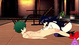 Deku says, 'Midnight, suck my cock in this hentai scene'