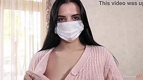 brunette sofi li rubs the nub desperately in lingerie