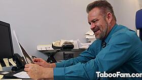 Horny teen 18+ at stepdaddys office