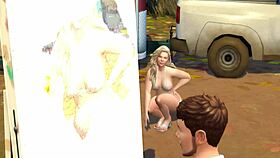 Beautiful model fucks painter outdoors 😍