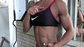 indian bodybuilder has big clit orgasm during workout 💪