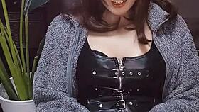 Cute cat-eared crossdresser in Japan keeps stroking hard in solo video