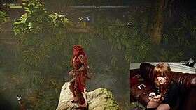 The gamer slut forgets her webcam is on while masturbating with a huge dildo.